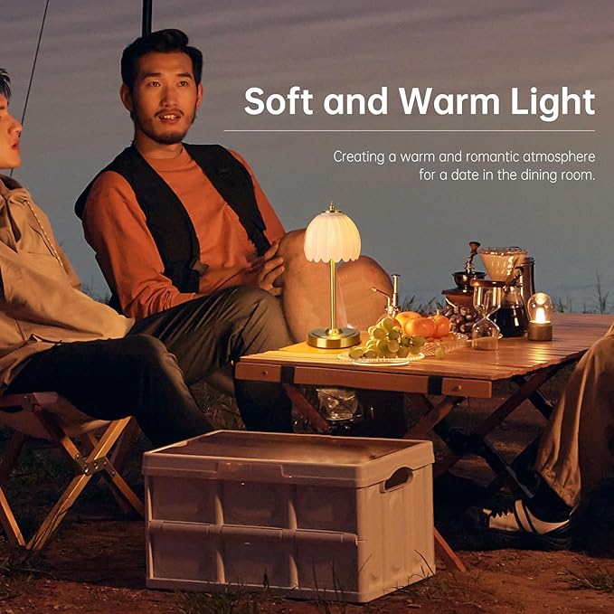 Tulip Table Lamp with 5000mAh Battery & Touch Control, Small Cordless Table - Image 8