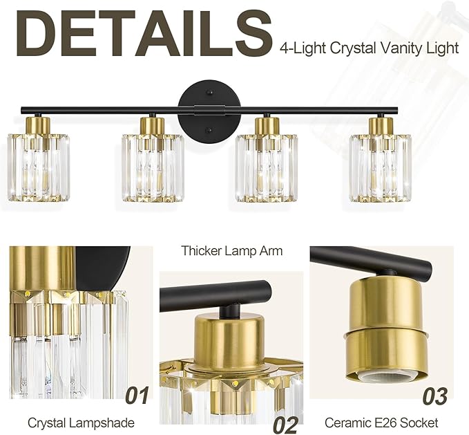 Crystal Bathroom Light Fixtures, Bathroom Lighting Fixtures Over Mirror - Image 8