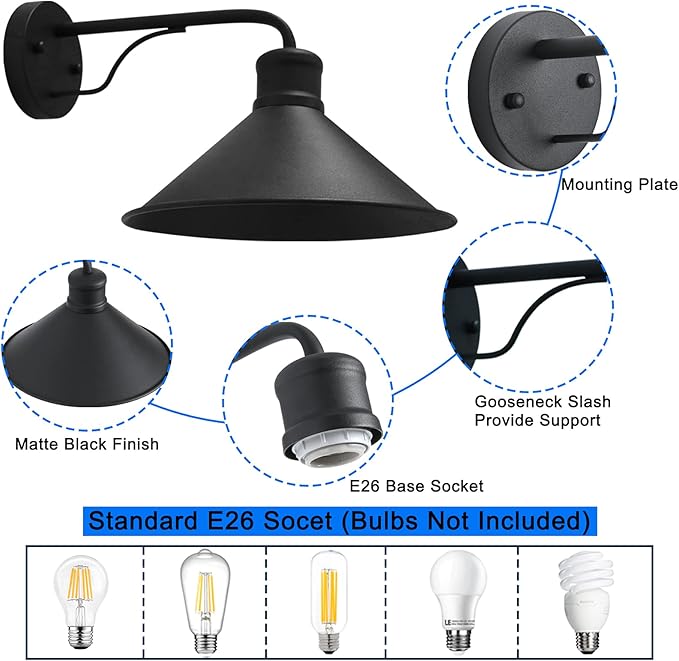 3 Pack Outdoor Wall Lights Wall Mount - Image 3