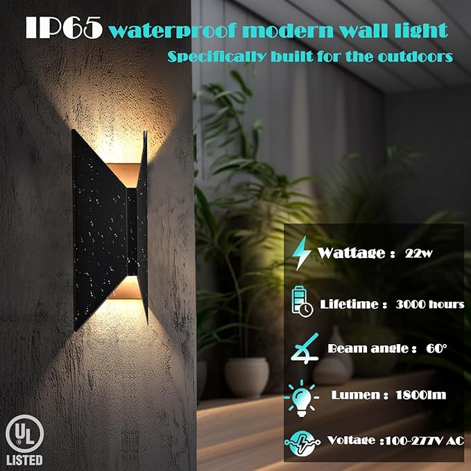LED Up and Down Lights Outdoor Wall Lights, 5-Color Temperature Waterproof - Image 4