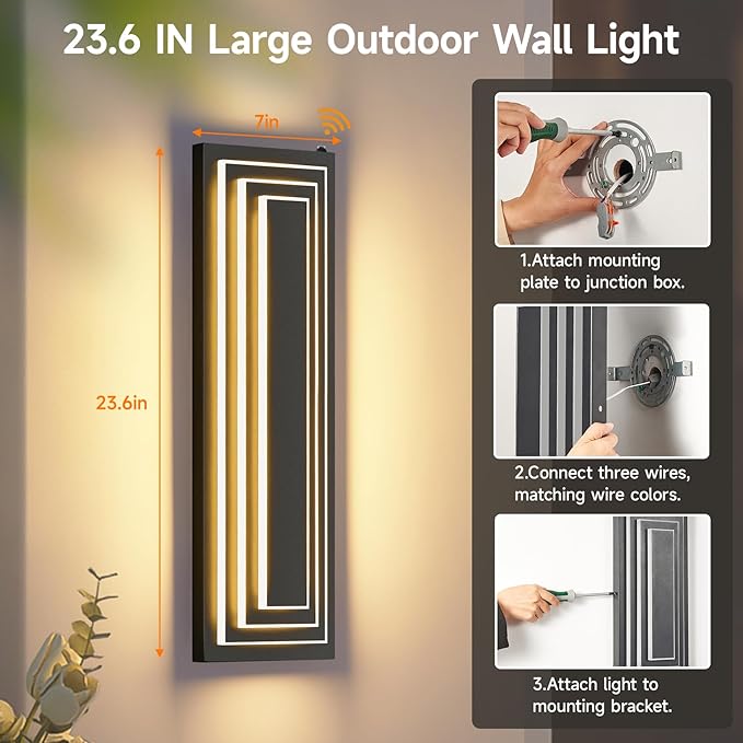 Dusk to Dawn Outdoor Led Wall Lights, 23.6 in Long Exterior Lighting Fixtures - Image 7
