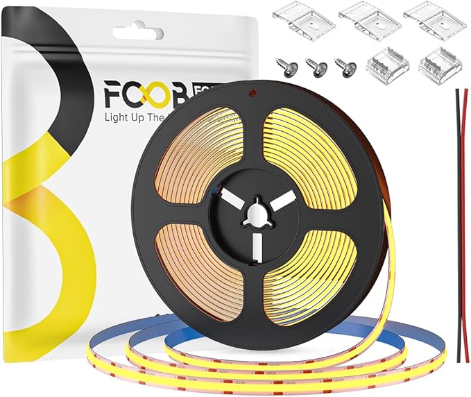 16.4FT COB LED Strip Lights Dimmable DC 12V 2700K Warm White 320LEDs COB Strip by FCOB
