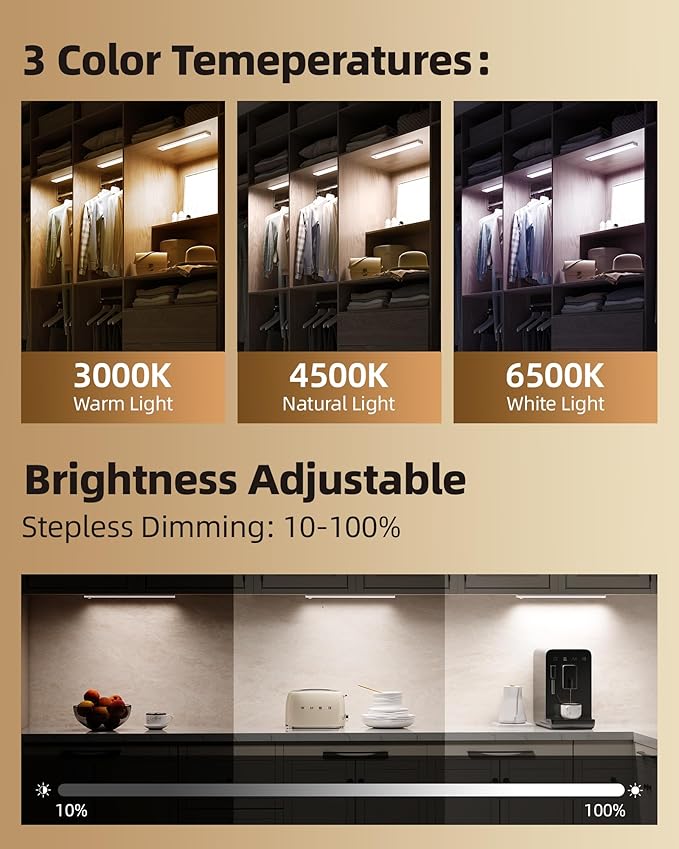 2Pack 12inch Under Cabinet Lighting, Rechargeable Motion Sensor Light Wireless - Image 5