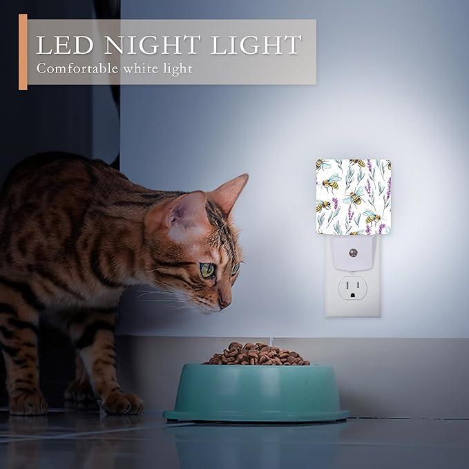 Night Light With Bees and Lavender Flowers - Image 4