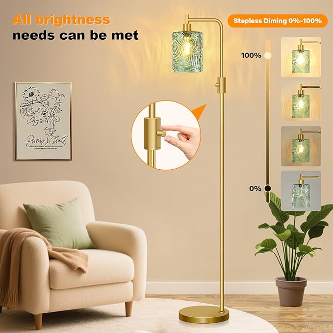 【Upgraded】 Dimmable Glass Floor Lamp - Image 3