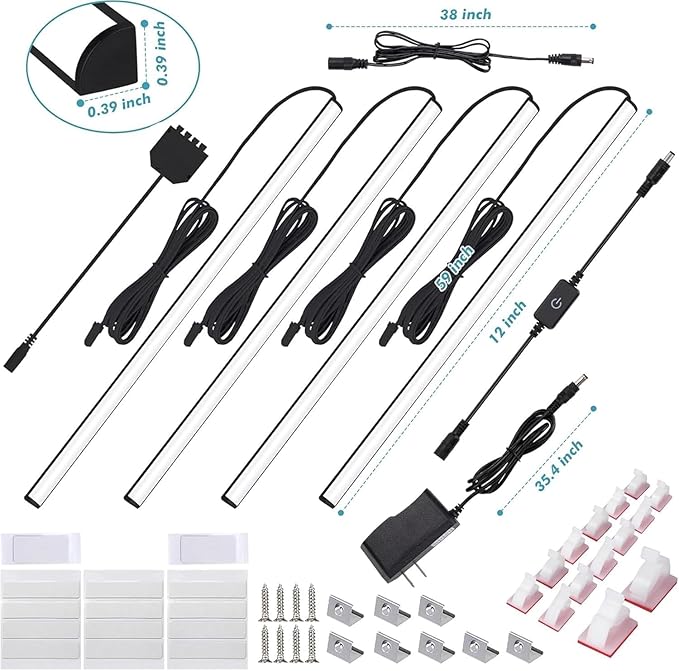 JUSJUBR Black LED Shelf Lights, Display Cabinet Lights - Image 6
