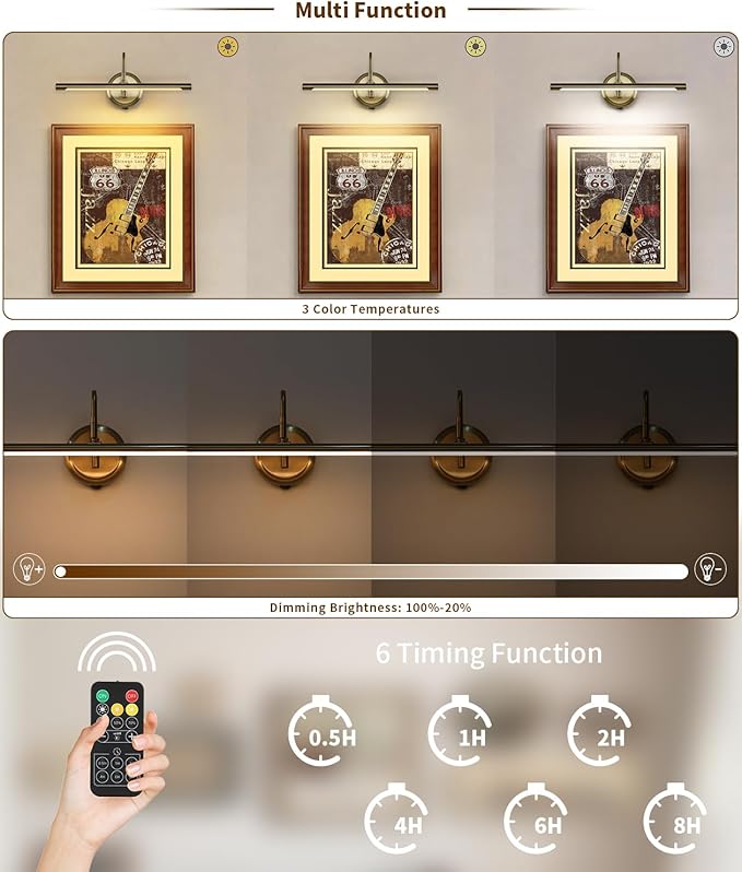 JOOSENLUX Battery Operated Picture Light Gold - Image 3