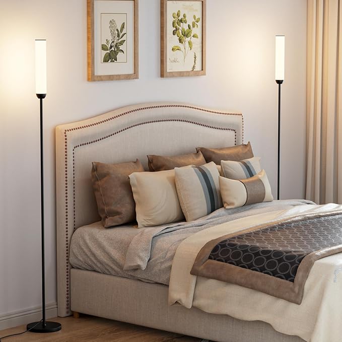 Ambimall LED Floor Lamp with Remote Control Set of 2, Tall Lamp with Foot Switch - Image 5