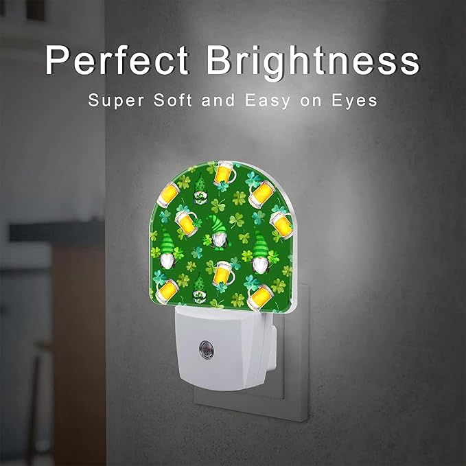 Saint Patrick Day Gnomes and Clovers Night Light Plug into Wall, Irish Shamrock - Image 2