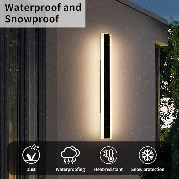 Outside Modern Wall Light, 47inch Outdoor LED Wall Lights, Minimalist Long - Image 5