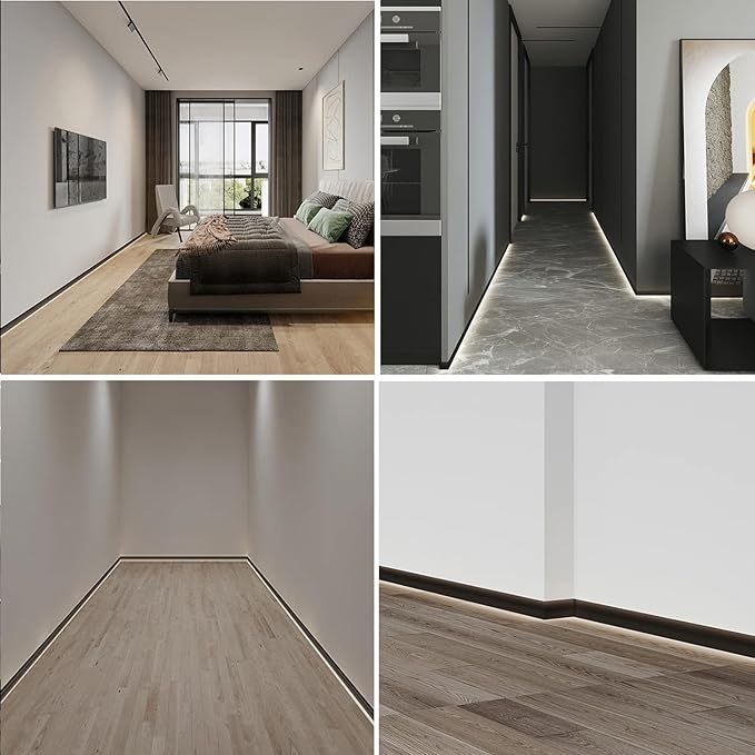Besseto Black Baseboard LED Aluminum Channel, 3 x 2m Toe Kick LED Strip Light - Image 7