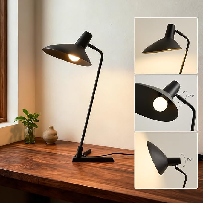 Industrial Desk Lamp Metal Modern Table Lamp 22", Adjustable Neck - Image 7