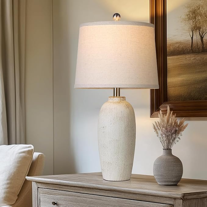 25“ Jar Table Lamps Set of 2, Ceramic Bedside Lamps - Image 2