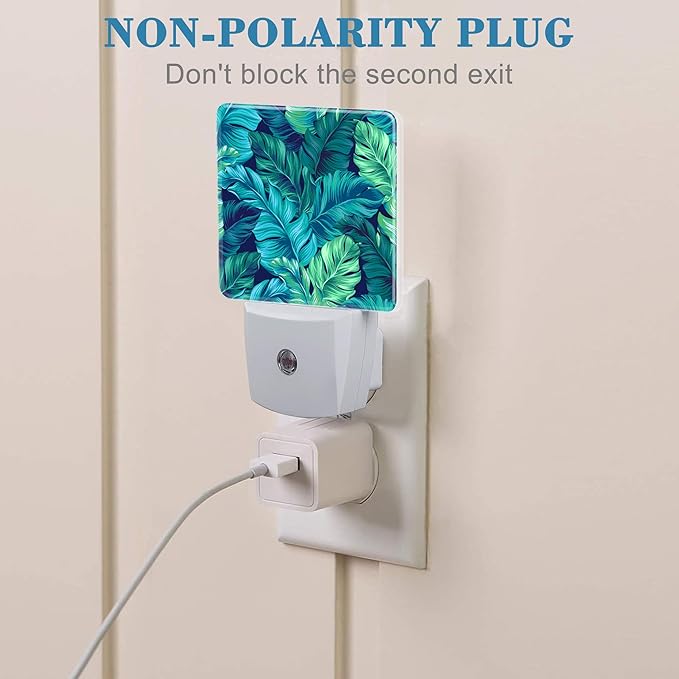 Night Light Plug into Wall Turquoise and Green Tropical Leaves Night Light - Image 3