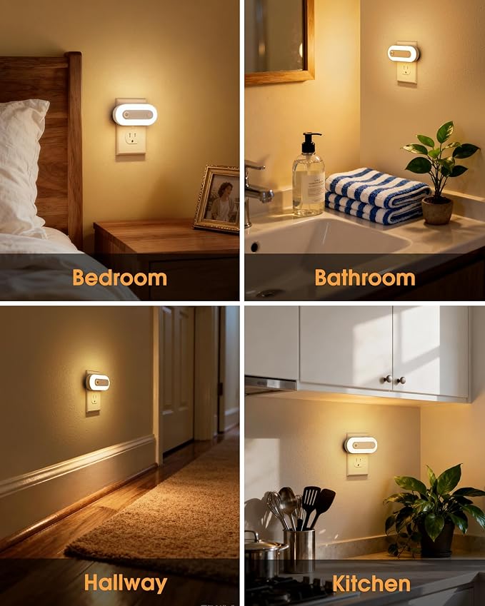 Plug-in LED Night Light with Motion Sensor & Dusk to Dawn Sensor, Dimmable Warm - Image 6