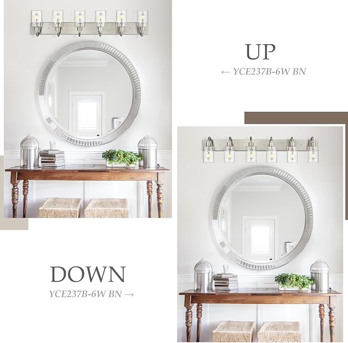 Emliviar Large Bathroom Wall Light, 6-Light Industrial Bathroom Lighting - Image 5