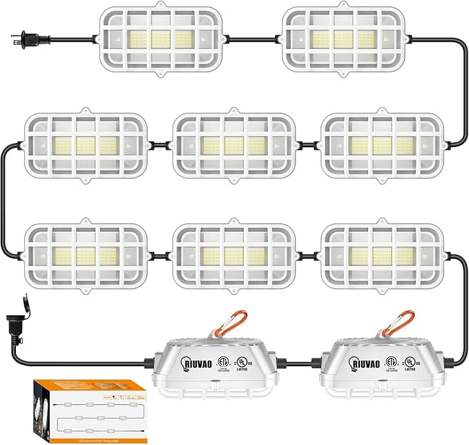 100ft LED Construction String Lights, Super Bright 300W 30000LM Waterproof IP67 by LightupEveryCorner