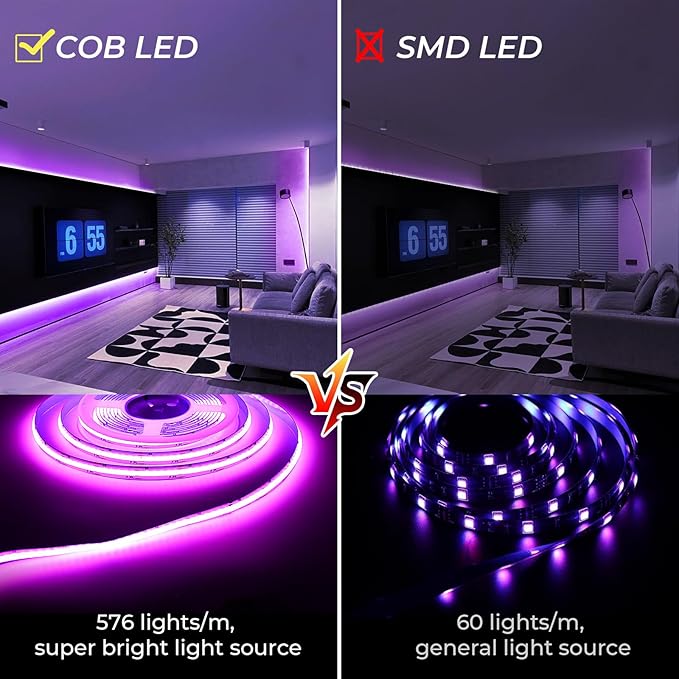 INDARUN RGB COB Led Strip Light 32.8ft, 5760 LEDs 10mm Width, Alexa Led Light - Image 2