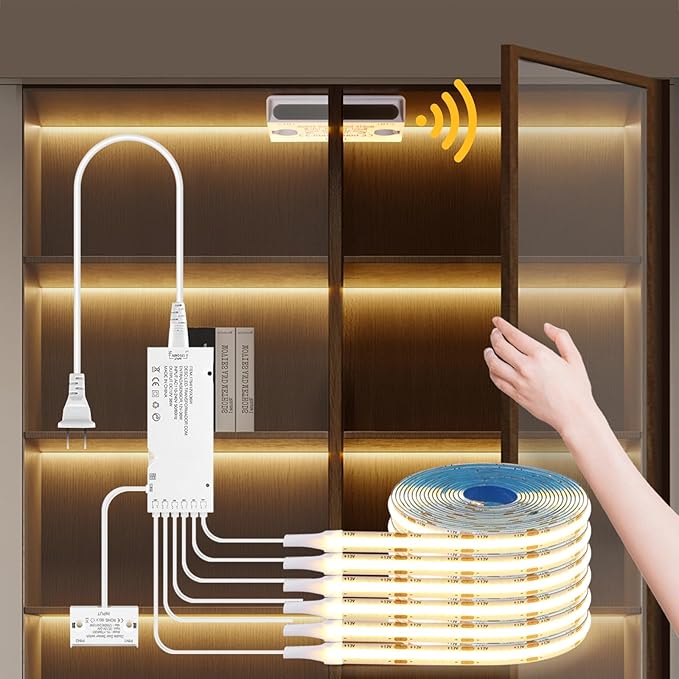 12V COB LED Strip Light, 6 -in-1 Door Sensor Control LED Under Cabinet Lighting by CHNMALITAI