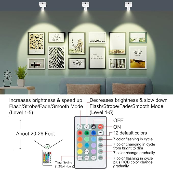 BIGMONAT Wireless RGB Spotlight Battery Operated, Rechargeable LED Accent Light - Image 3