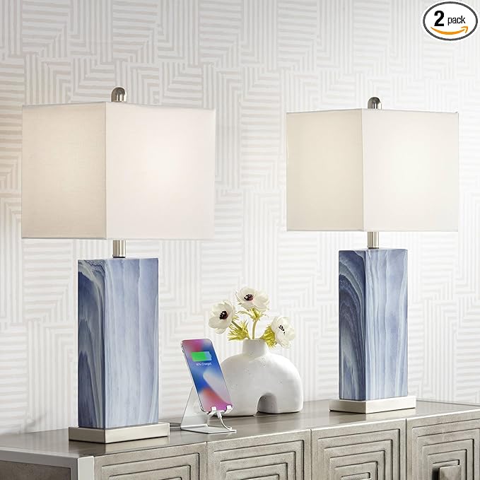 360 Lighting Connie Modern Table Lamps 25" Tall Set of 2 by 360Lighting