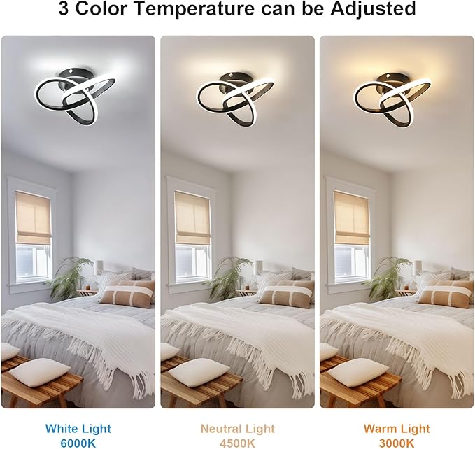 Modern LED Ceiling Light 19W Spiral Design 3000K/4500K/6500K 3 Color Modes - Image 2