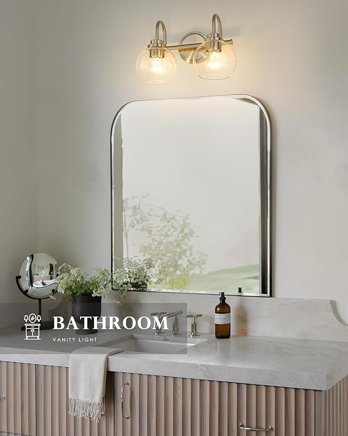 2-Light Bathroom Vanity Light, Brushed Nickel Vanity Light - Image 4