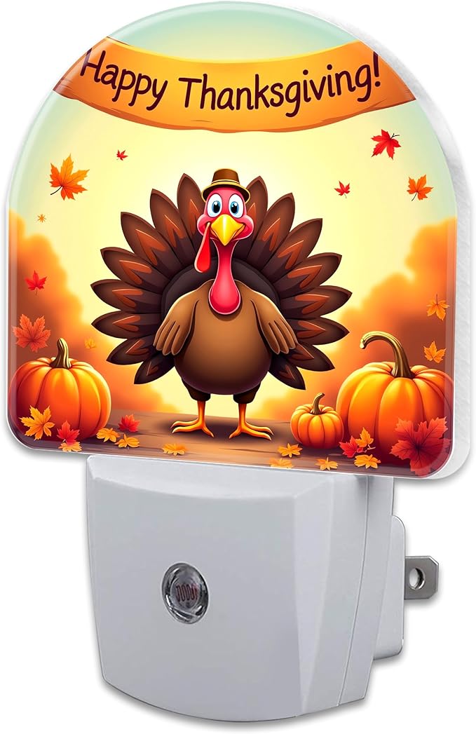 Thanksgiving Turkey Night Light Plug into Wall, Fall Autumn Pumpkins Harvest by sndheke