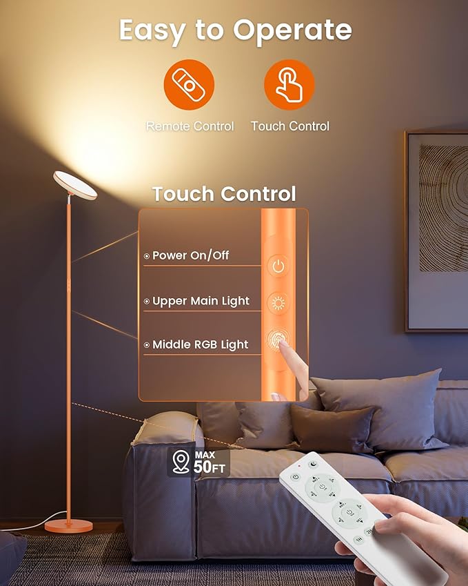 UFO Floor Lamp 71in, Upgraded 42W 3700LM LED Torchiere Floor Lamps - Image 8