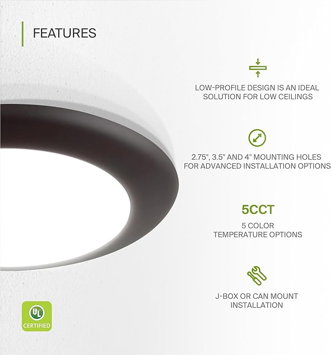 ASD 6 Pack LED Disk Lights 6 Inch, 15W 5CCT 2700K-5000K 1245LM CRI90+, Dimmable - Image 3