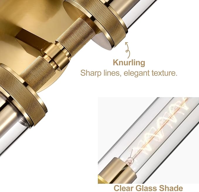 LaLuLa 2-Pack Bathroom Vanity Light Fixtures – Modern 2-Light Gold Wall Sconces - Image 6
