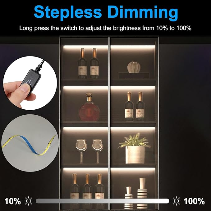 JUSJUBR LED Lights for Shelves, Display Case, Wardrobe and Closet, Under - Image 2