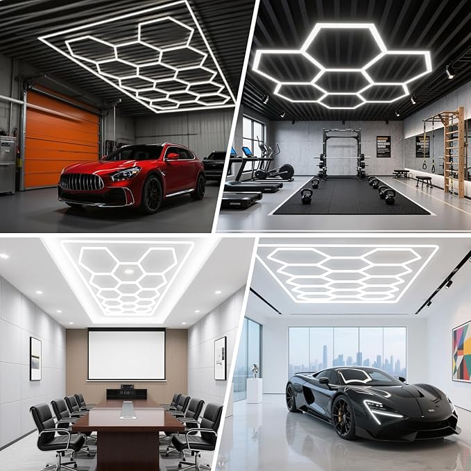 Hexagonal Garage Light, LED Honeycomb Garage Light, Easy Install, Super Bright - Image 6