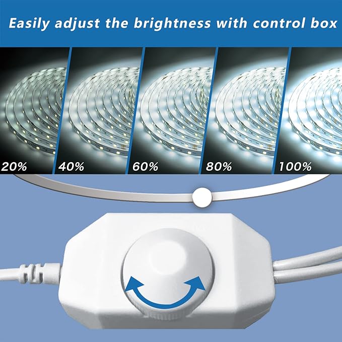 phopollo White LED Strip Lights, 50ft Dimmable 6500k Daylight White Led Light - Image 2