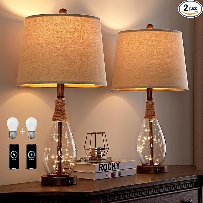 OYEARS Bedside Table Lamps Set of 2 by OYEARS