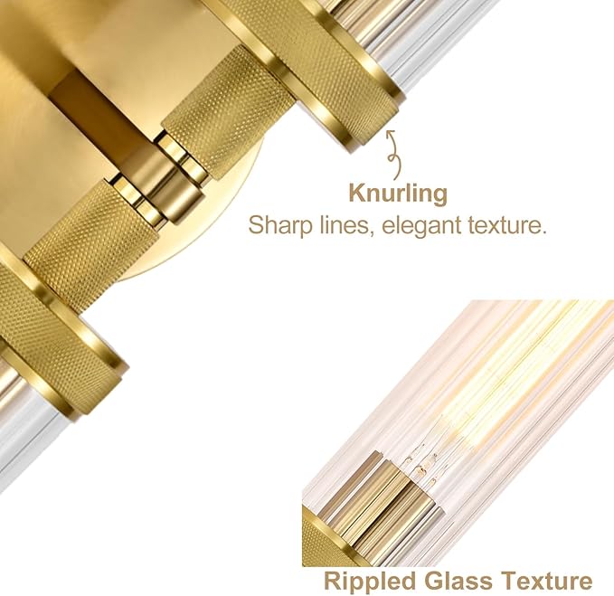 LaLuLa Gold Bathroom Vanity Light Fixtures – 2-Light Hardwired Wall Sconces - Image 6