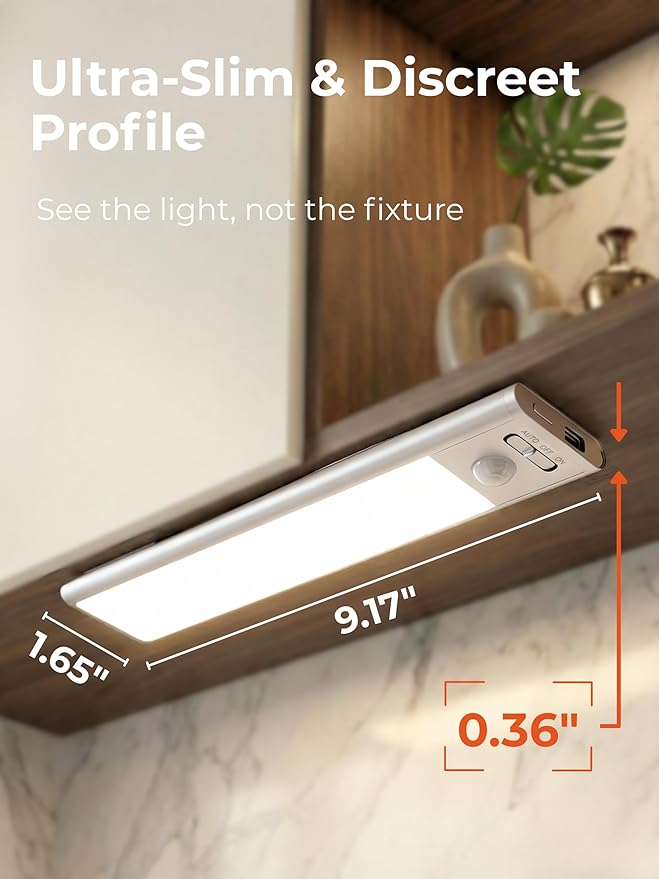 9 inch Under Cabinet Lighting, Cordless Rechargeable Motion Sensor Light Indoor - Image 4