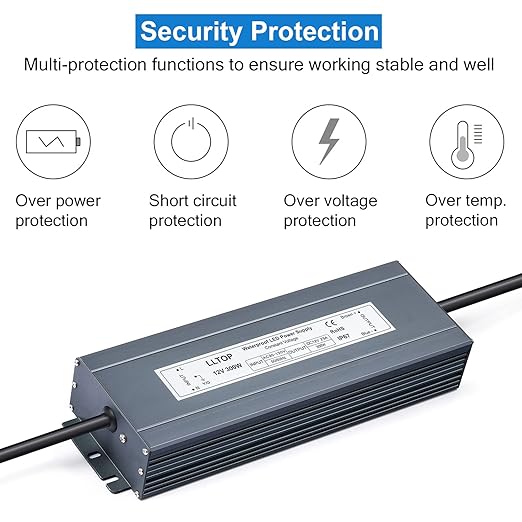 LED Driver 300 Watts Waterproof IP67 Power Supply 90-130V AC to 12V DC 25A Low - Image 2
