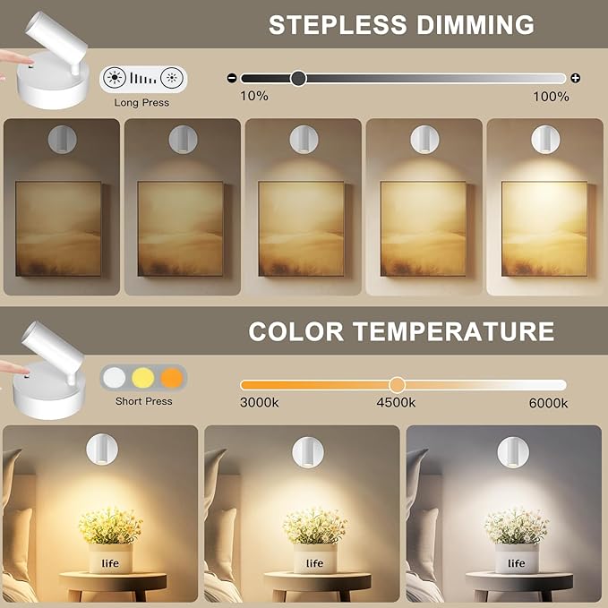 Kimjo Spot Lights Indoor, Wireless LED Spotlight, Uplighting Indoor - Image 4