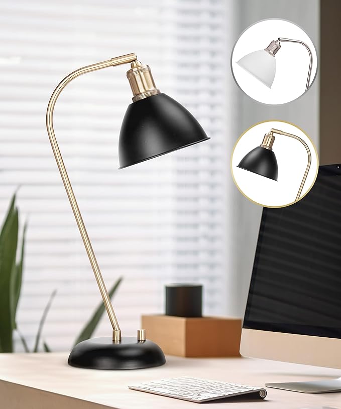 HarvestLand Halo Black and Brass Desk Lamp – Adjustable Desk Lamp by Harvestland