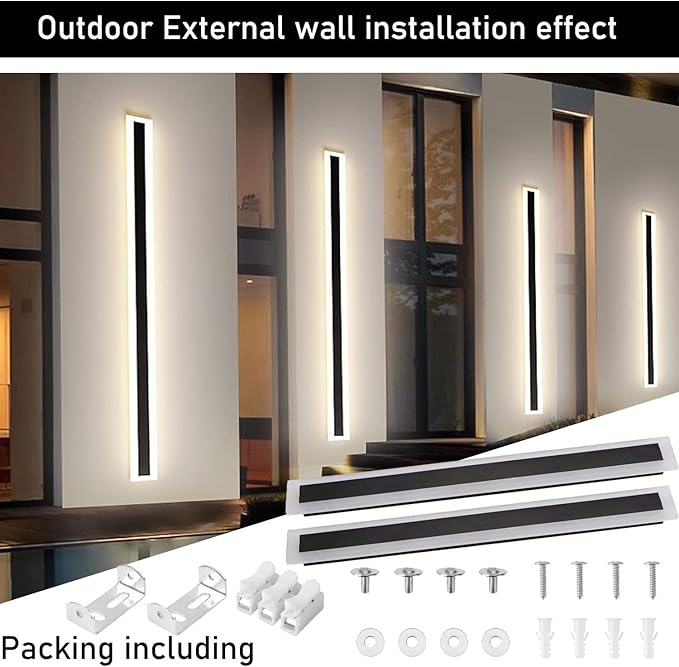 2Pack 23.6inch Long Outdoor Modern LED Wall Light, 18W Waterproof IP65 Warm - Image 5