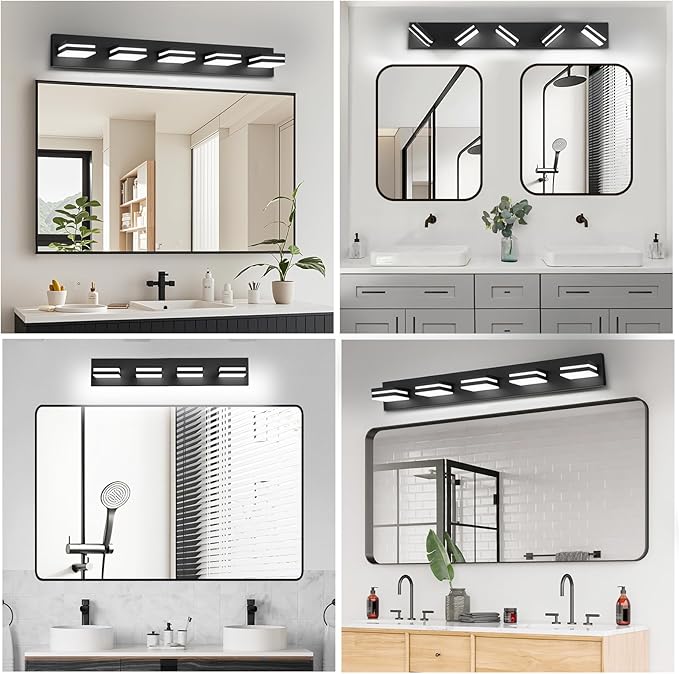 IZORRO LED Modern Bathroom Lights Fixtures, Matte Black Acrylic Wall Lighting - Image 8