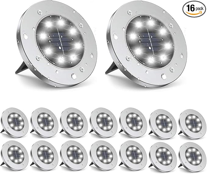 ZGWJ Solar Ground Lights, 16 Pack Waterproof Solar Garden Lights, Upgraded by ZGWJ