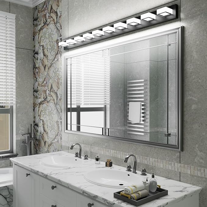 Ralbay 66inch Matte Black Bathroom Vanity Lights Metal Acrylic LED Modern Black - Image 8