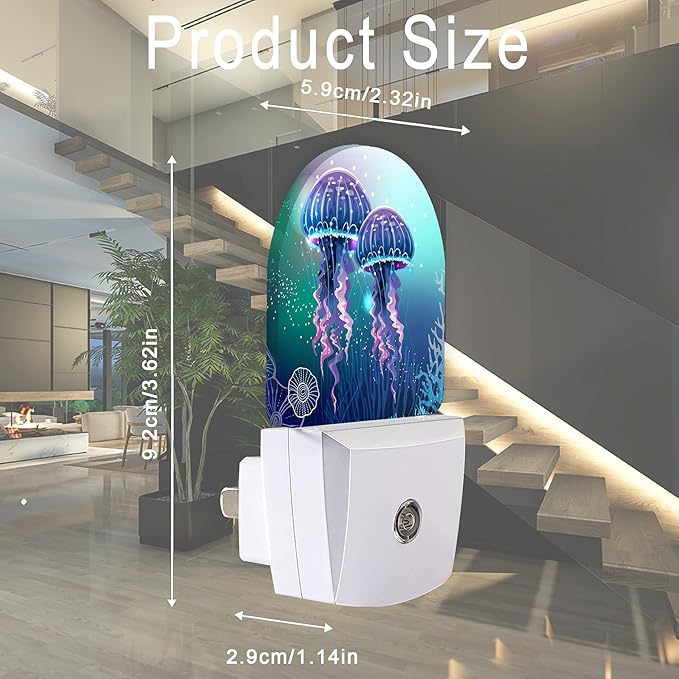 Jellyfish Night Light, Night Lights Plug into Wall, Dusk to Dawn Sensor LED - Image 2