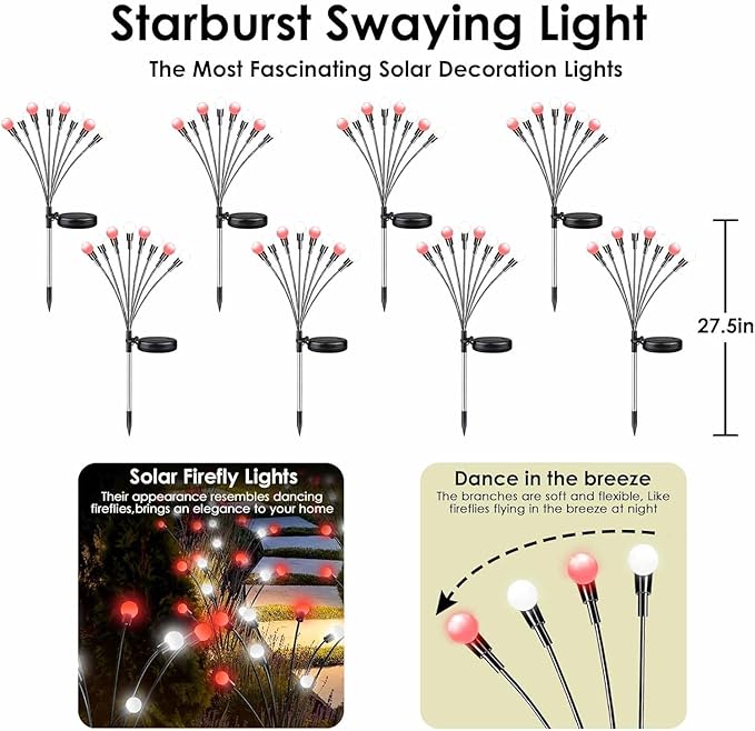 OZS 6Pack Total 48LED Solar Garden Lights Christmas Fairy Outdoor - Image 4