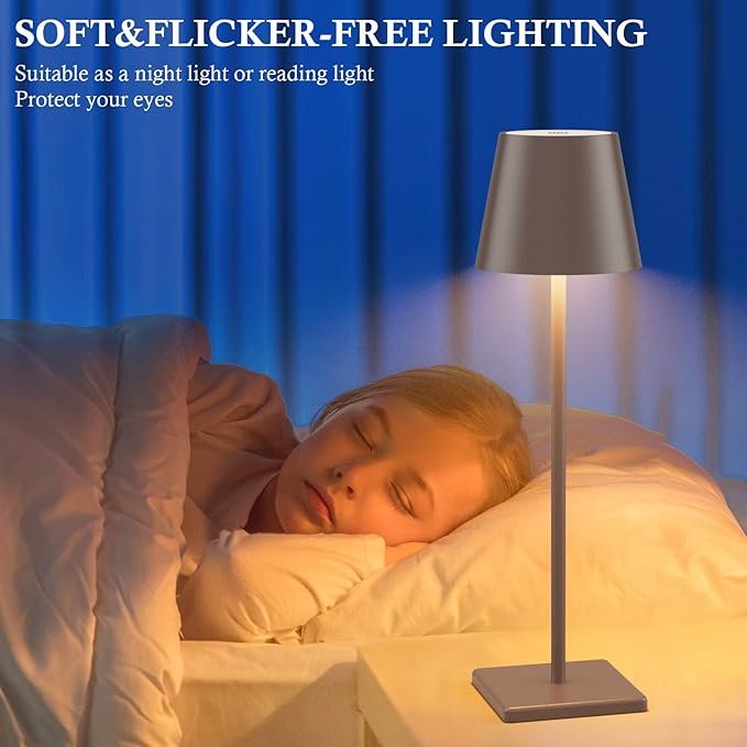 2 Pack LED Rechargeable Table Lamp Bronze, Portable 5500mAh Battery Powered - Image 7