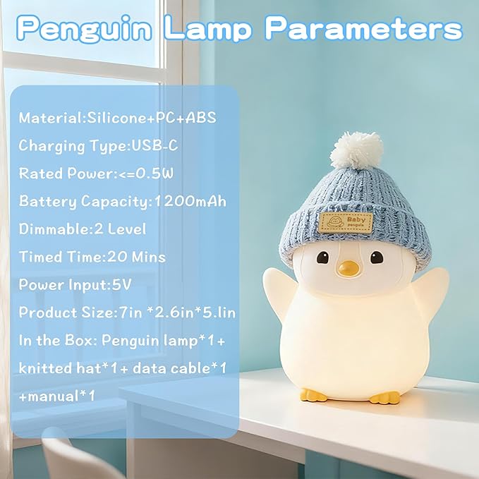 Penguin Night Light for Kids, Adorable Penguin Lamp - Image 7