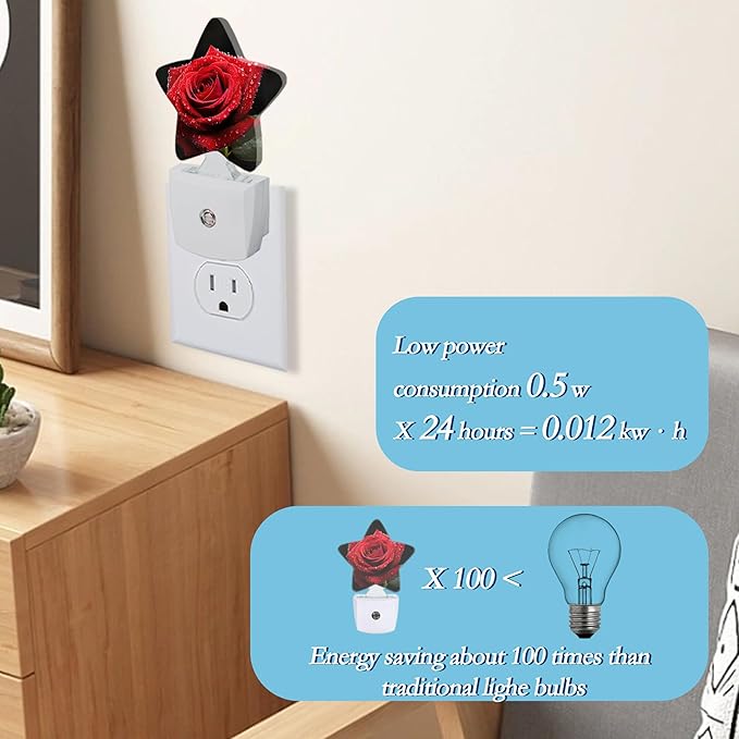 Red Rose Night Light, Plug Into Wall Decor Nightlights - Image 4