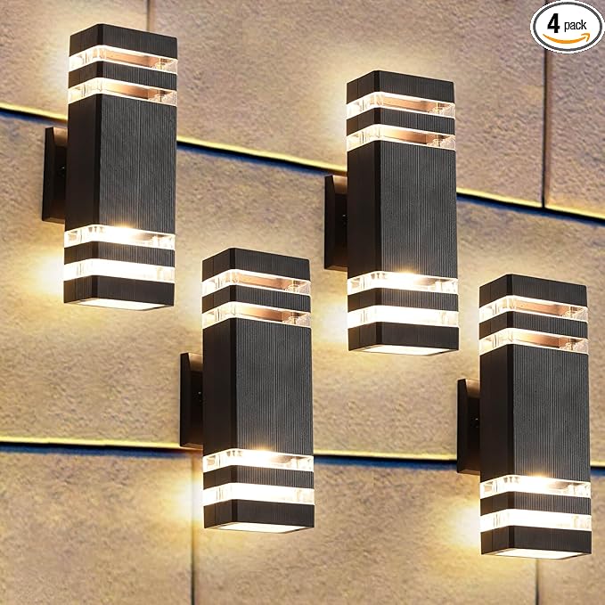 4 Pack Up and Down Lights Outdoor Light Fixture, 14W IP65 3000K 1100LM Warm by ZSMAIKU